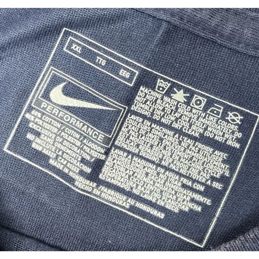 Vtg Nike Center Swoosh Shirt Mens XXL Baseball Navy Blue Spellout Logo - Picture 3 of 4
